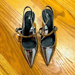 Zara Metallic Kitten Heels